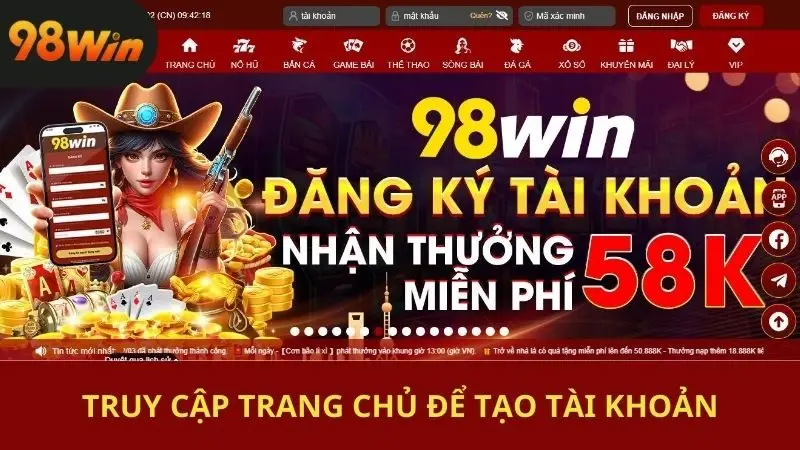 Truy cập trang game để bắt đầu đăng ký