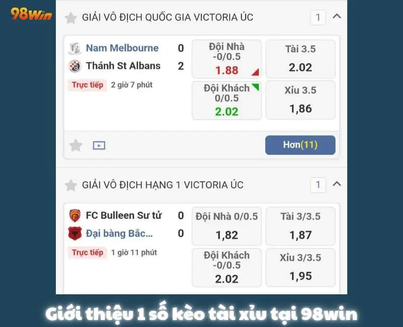 Giới thiệu một số loại kèo tài xỉu tại 98win